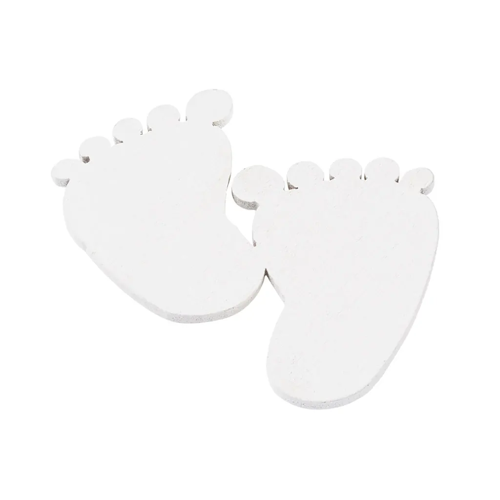 Wooden Baby Feet, 6.5cm, White, 8pcs