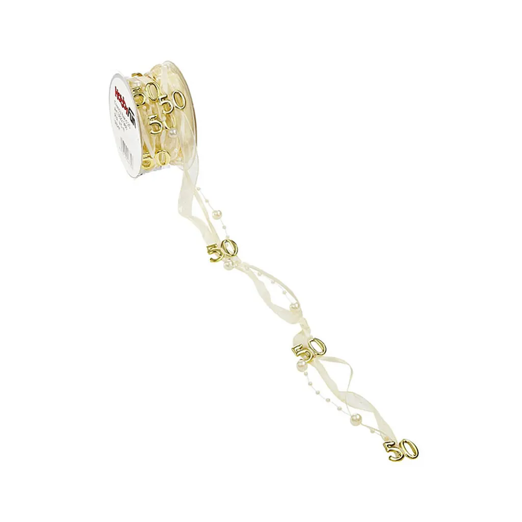 TRENDY Ribbon 50, Gold, Sold Per Meter