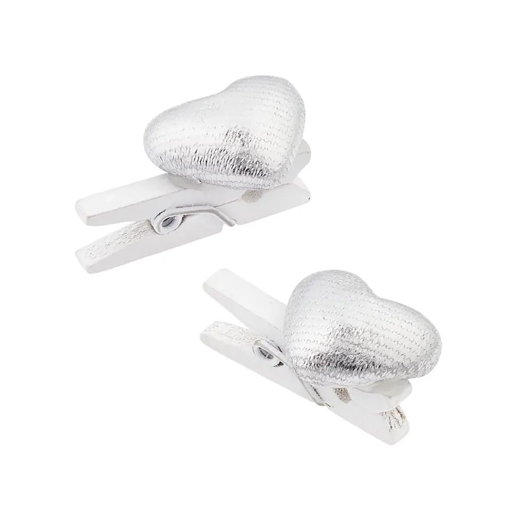 Heart with Peg 1.5cm, Silver, 6pcs