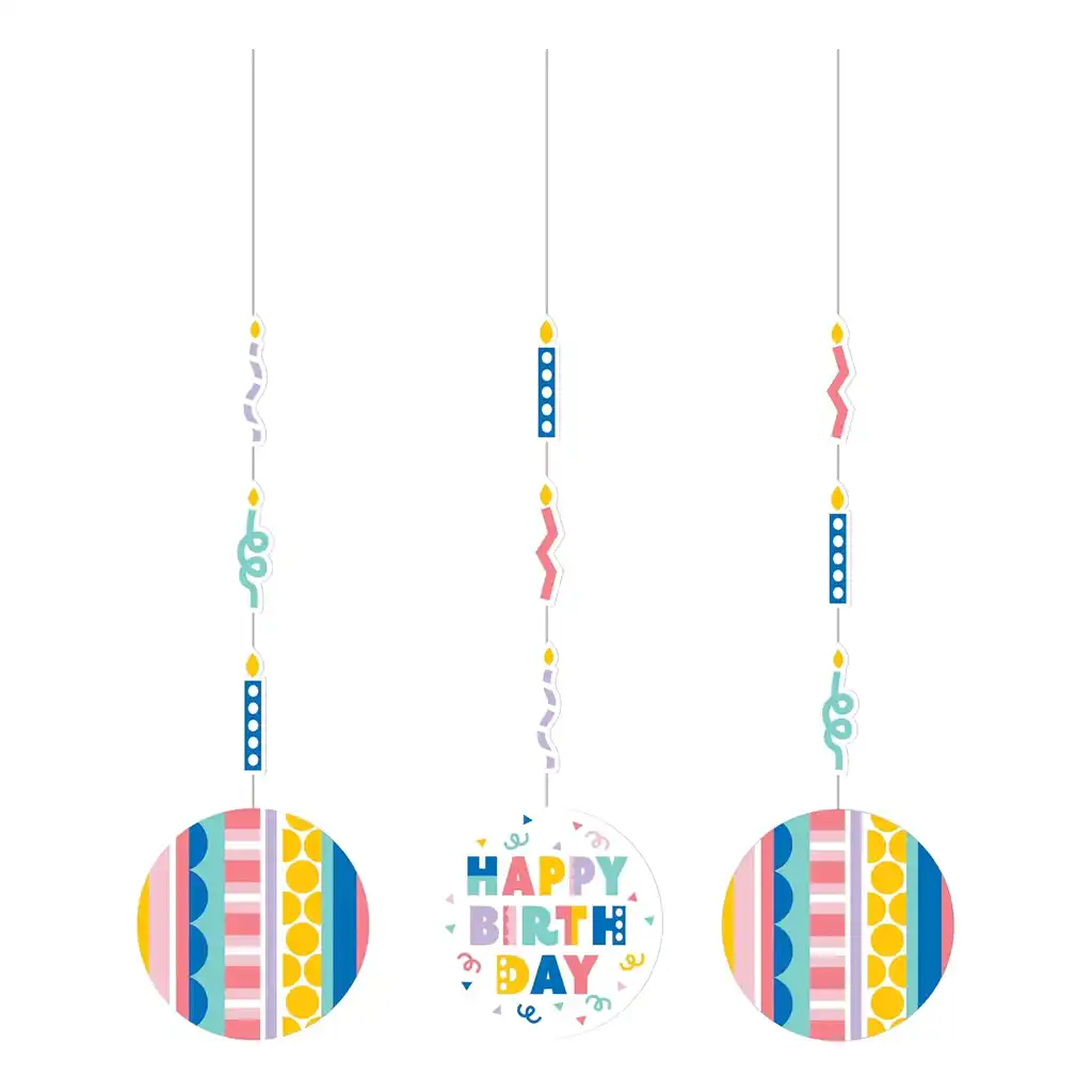 Party Patterns Hanging Cutouts, 3ct