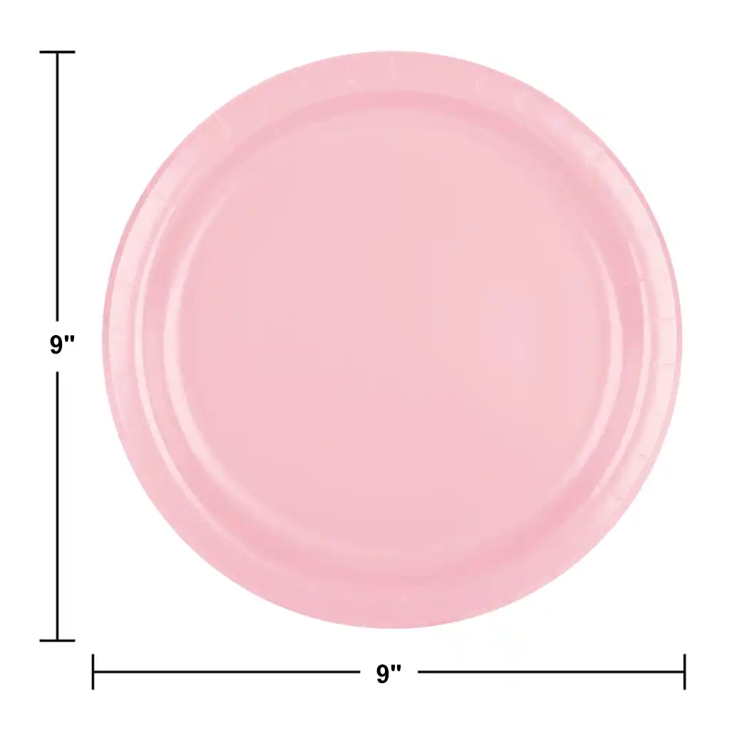Classic Pink Paper Dinner Plate 9in, 24ct