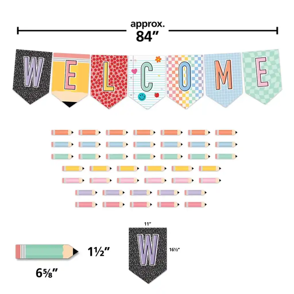 Cool for School Pennants Welcome Bulletin Board