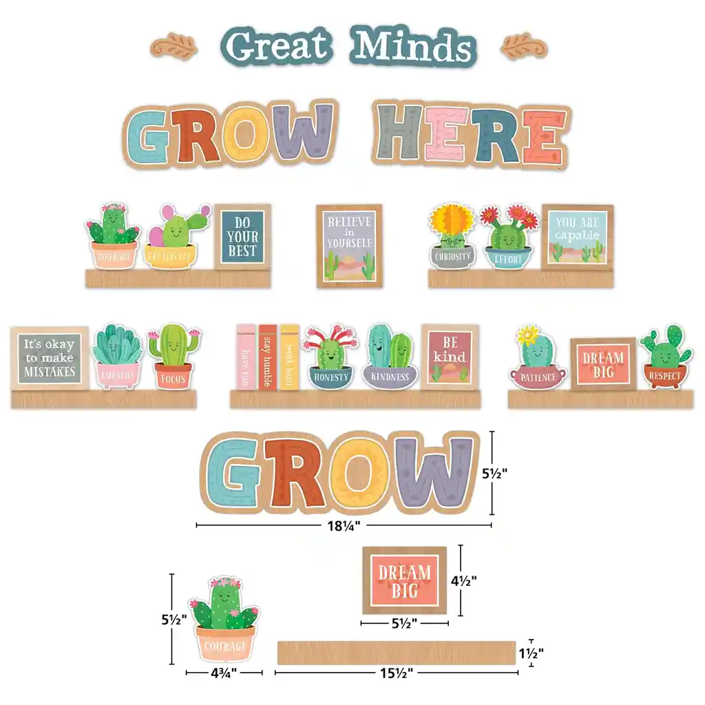 Happy Cactus Crew Great Minds Grow Here Mini Bulletin Board
