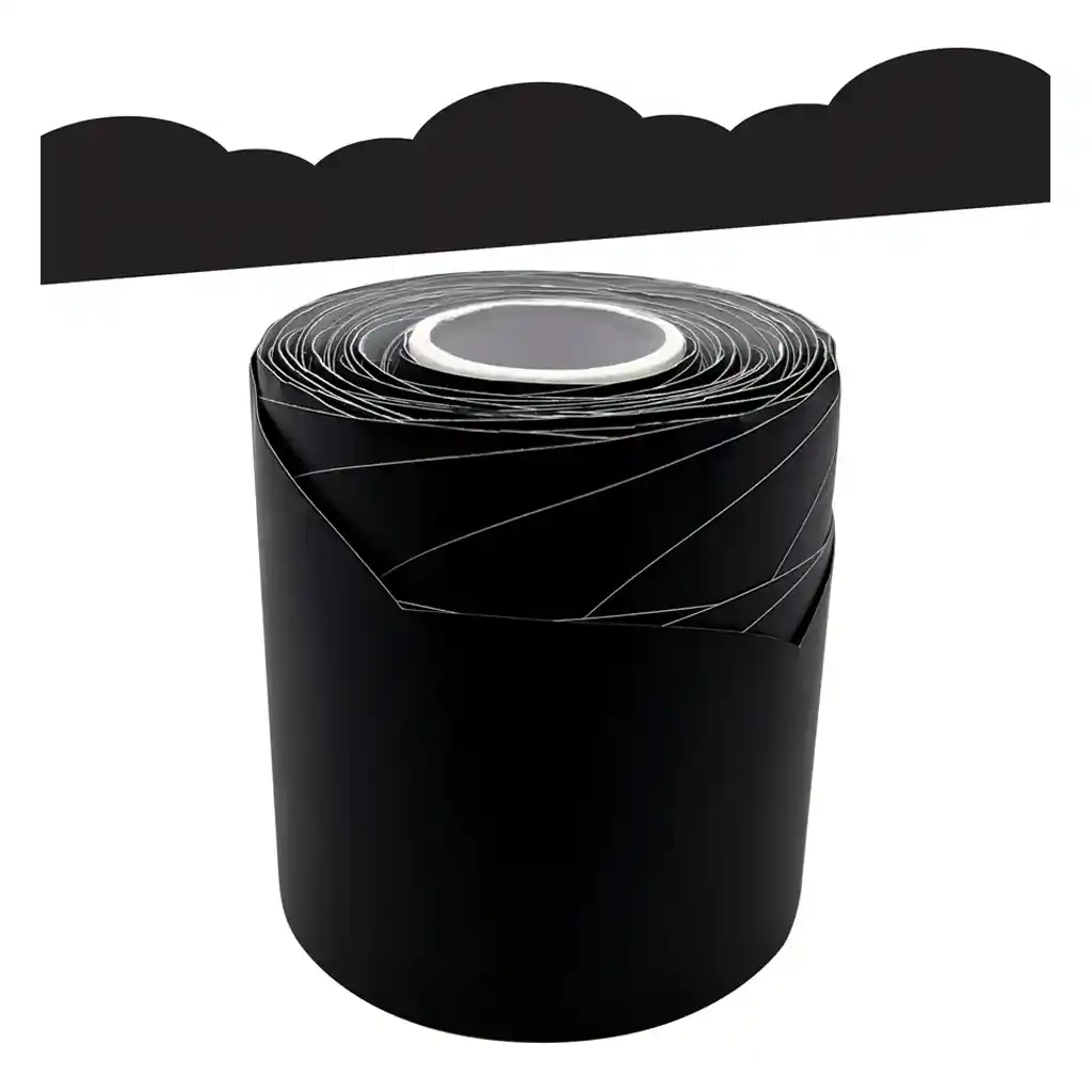 Black Fancy Scallops Rolled Border Trim