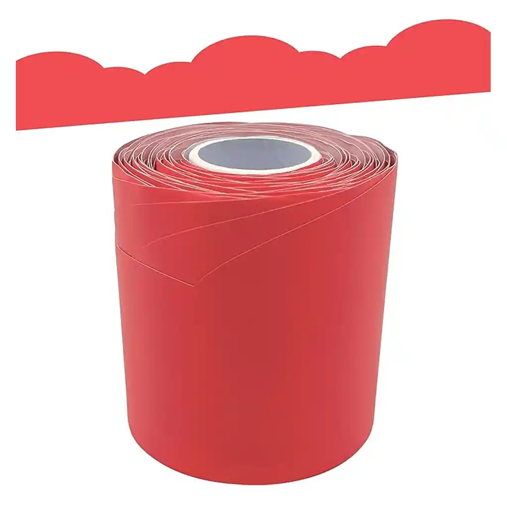 Melon Red Fancy Scallops Rolled Border Trim