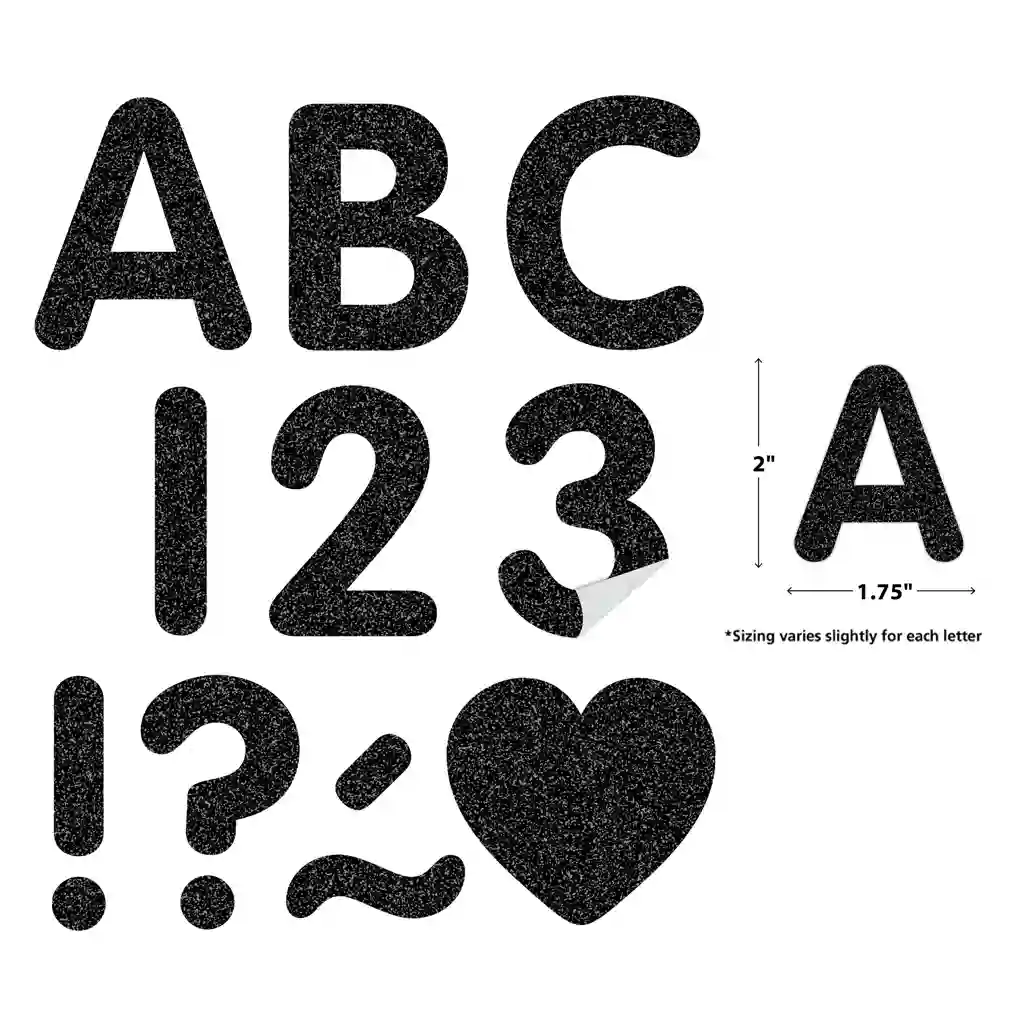 Black Glitz 2" Classic Self-Adhesive Letters Uppercase