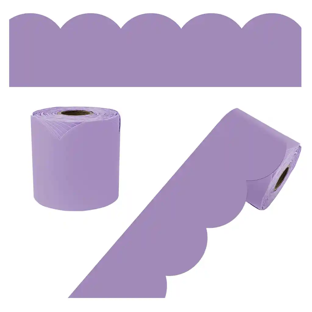 Lilac Rolled Scalloped Bulletin Board Borders, 65ft