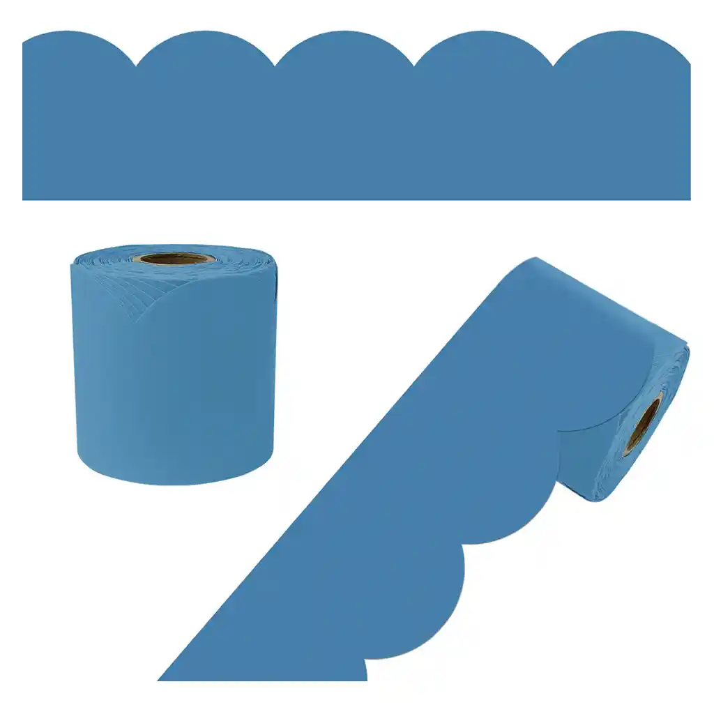 Ocean Blue Rolled Scalloped Bulletin Board Borders, 65ft