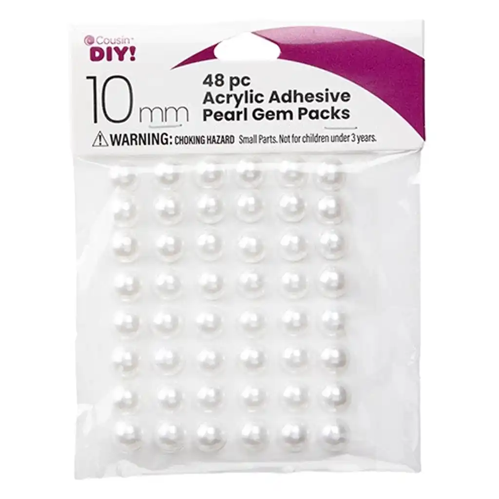 Adhesive Gems 10mm, Pearl