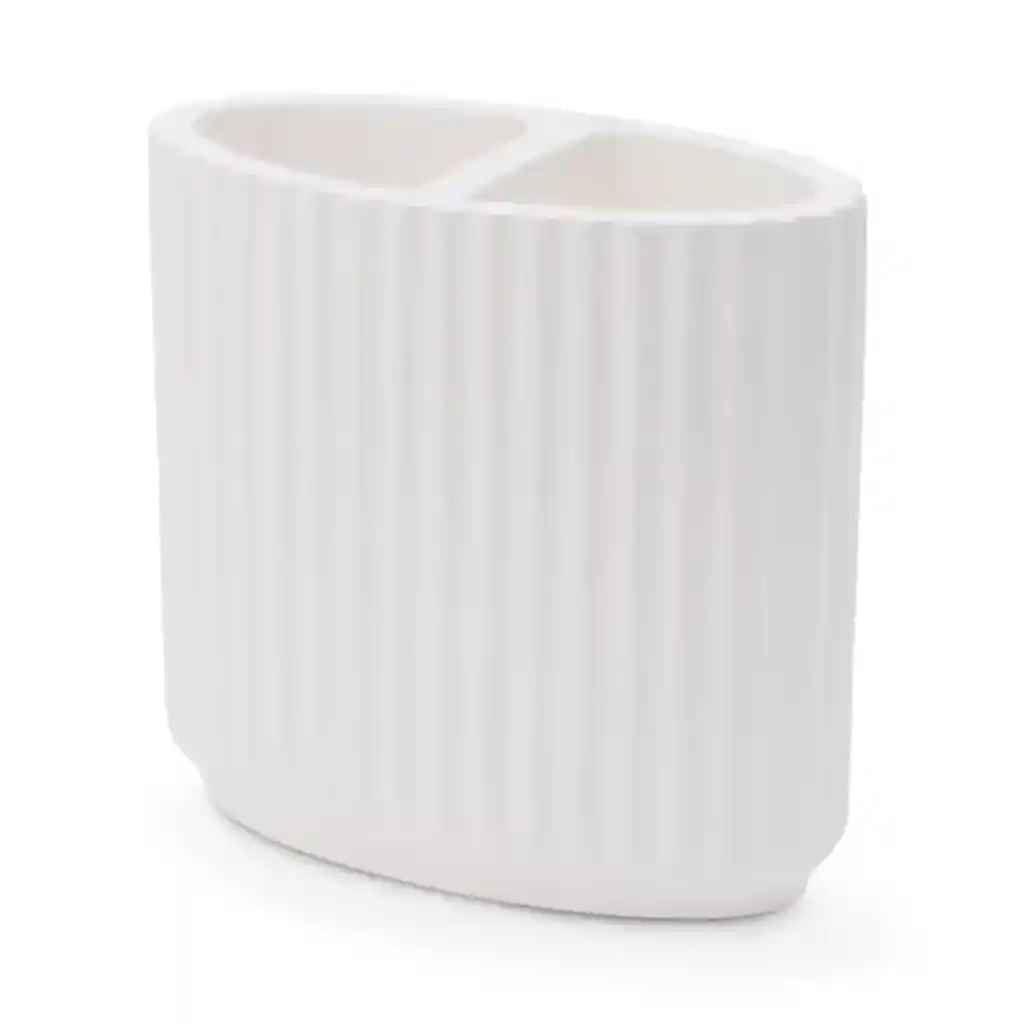 Diatomite White Ribbed Toothbrush Holder, Venice