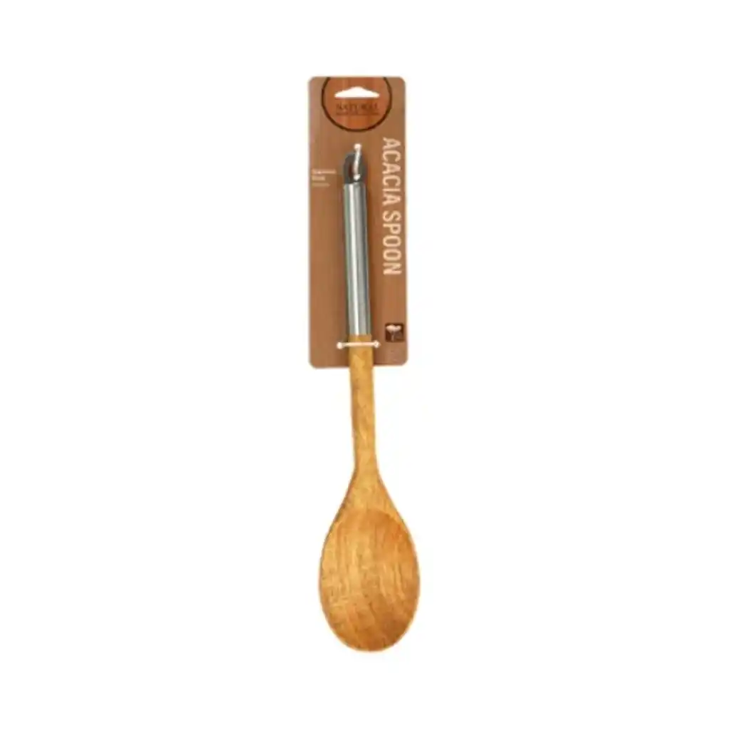 Nh Acacia Spoon Stainless Steel Handle 13in x 2.5in x 0.5in