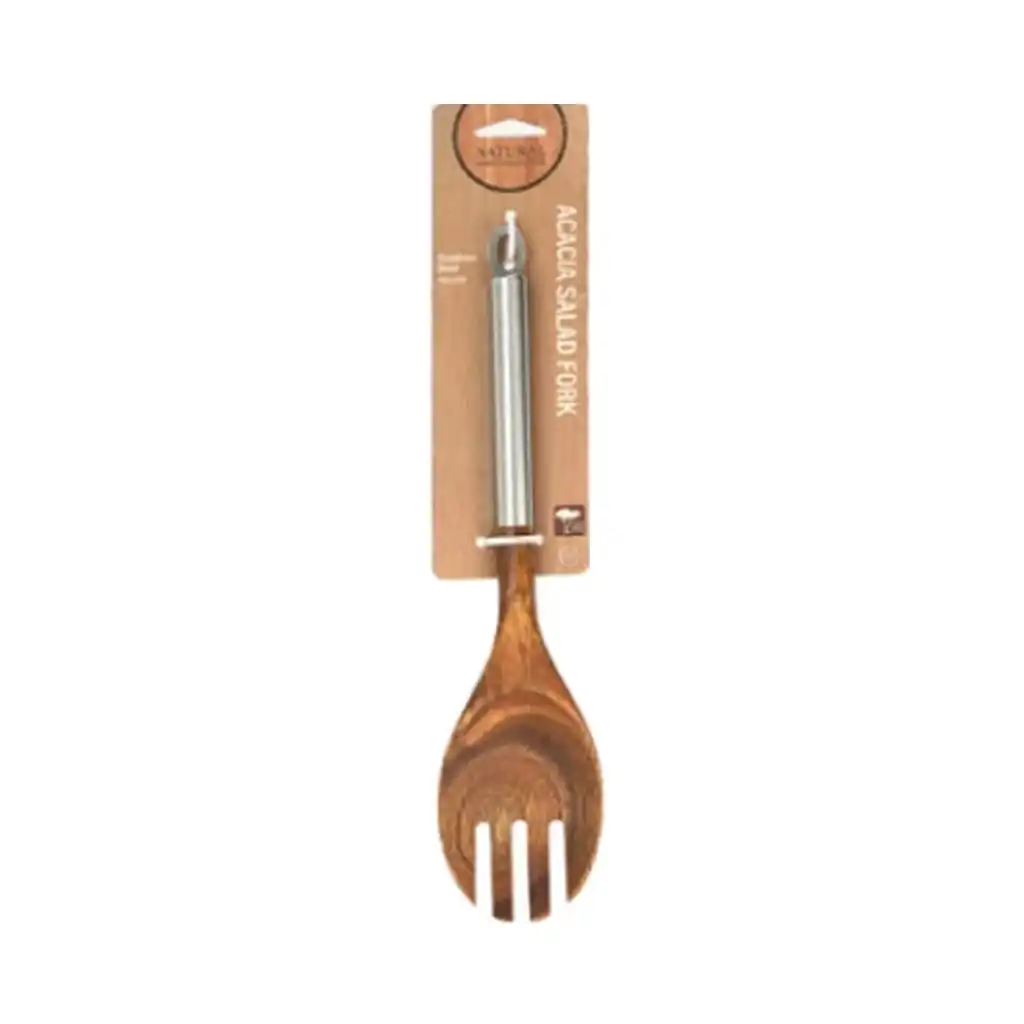 Nh Acacia Salad Fork Stainless Steel Handle 10.6in x 2.5in