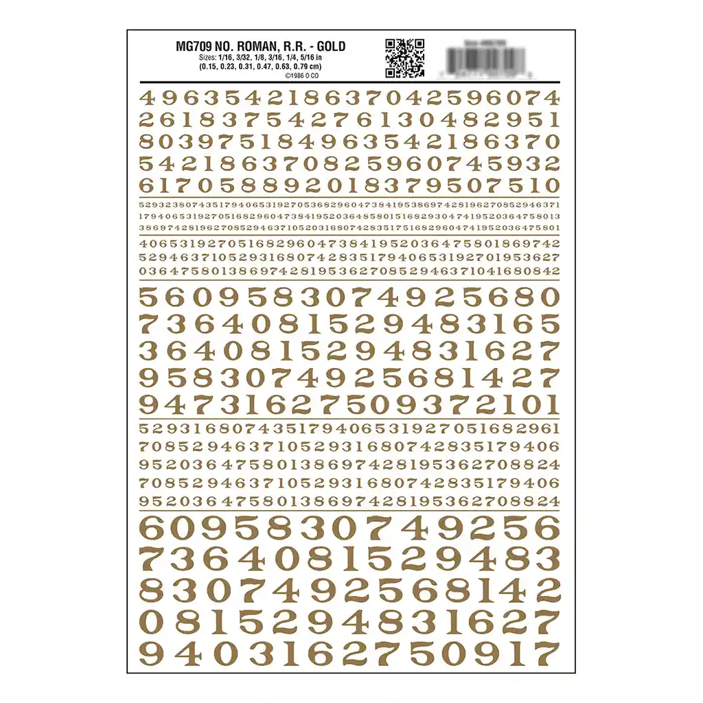 Numbers Roman RR Gold Dt