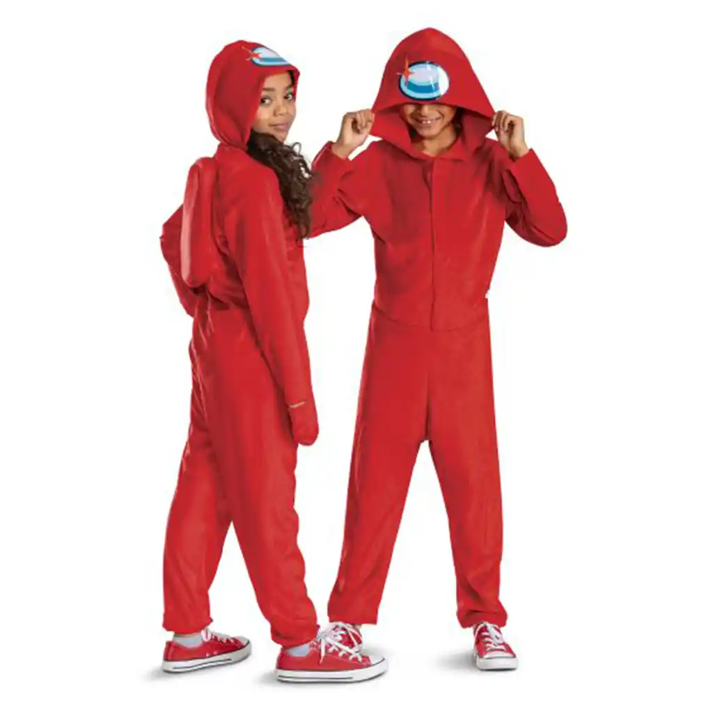 Red Impostor Hooded Jumpsuit Classic Costume - Image 3