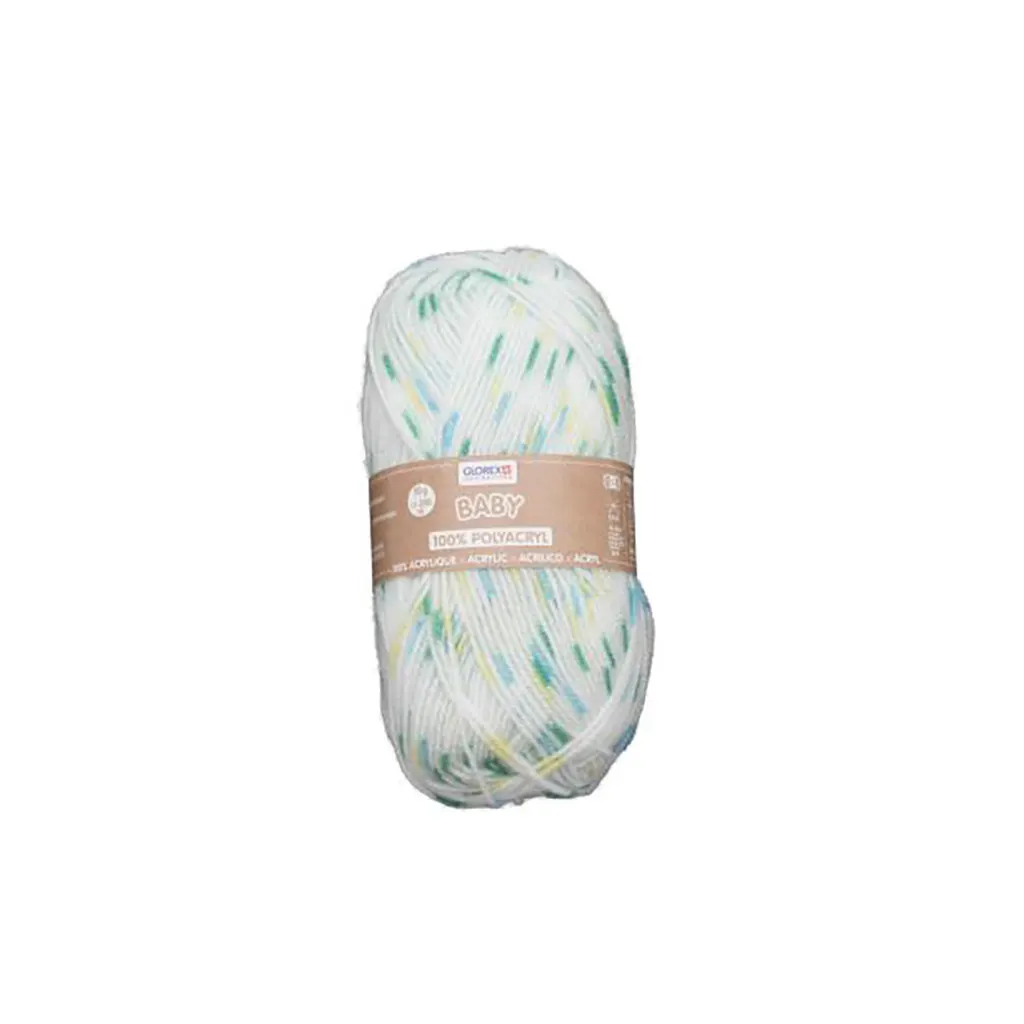 Baby 100% Acrylic 50g, White/Dotted Green