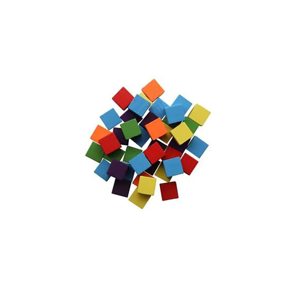 Wooden Cubes Assorted Color 15mm, 42pcs