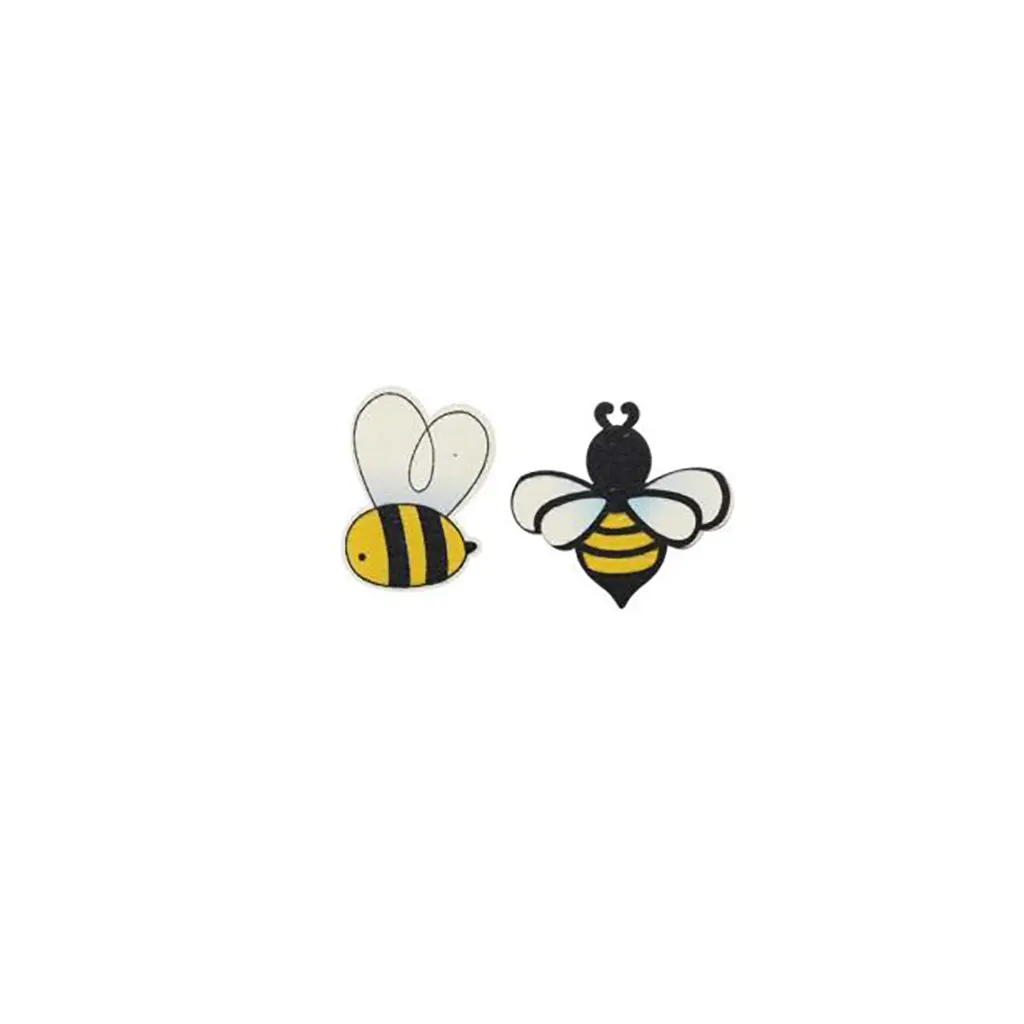 Wooden Deco Bees 8Pcs Assorted. 3.7x4.2x0.1cm