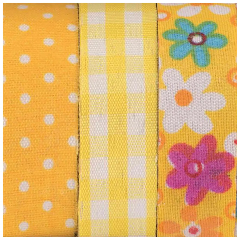 Textile Ribbons Self Adhesive 3x3m Yellow 2, 1.5cm