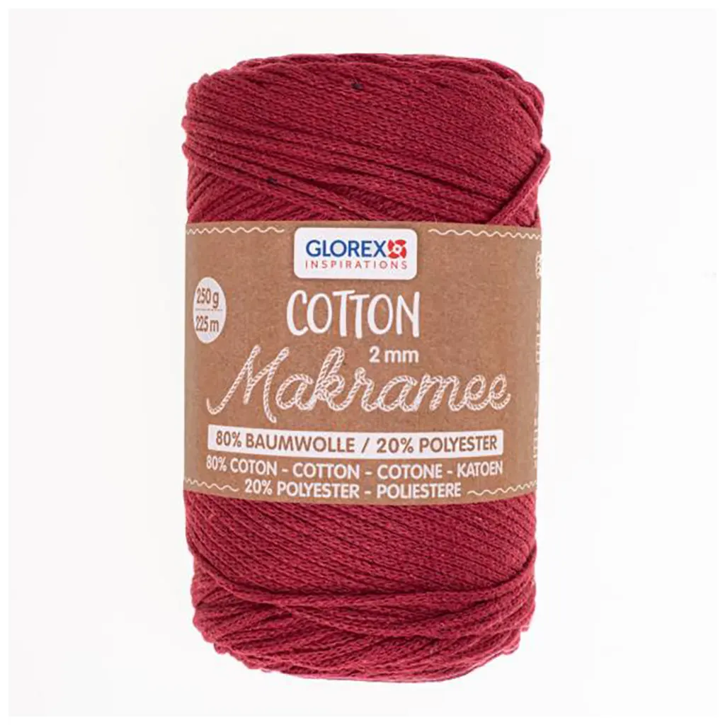 Makramee Cotton 2mm 250G Bordeaux