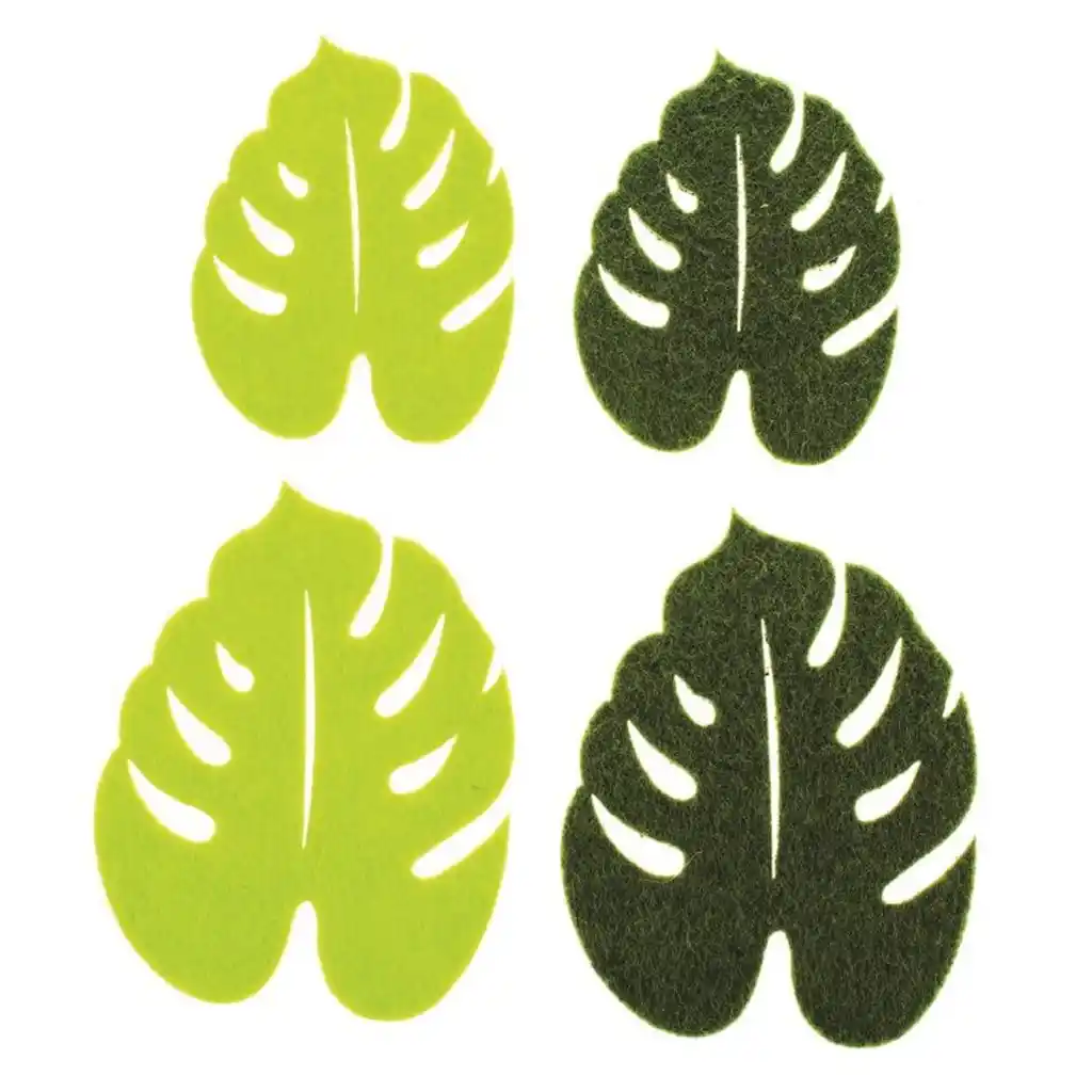 Felt Leaves 4pcs Green Mix Assorted