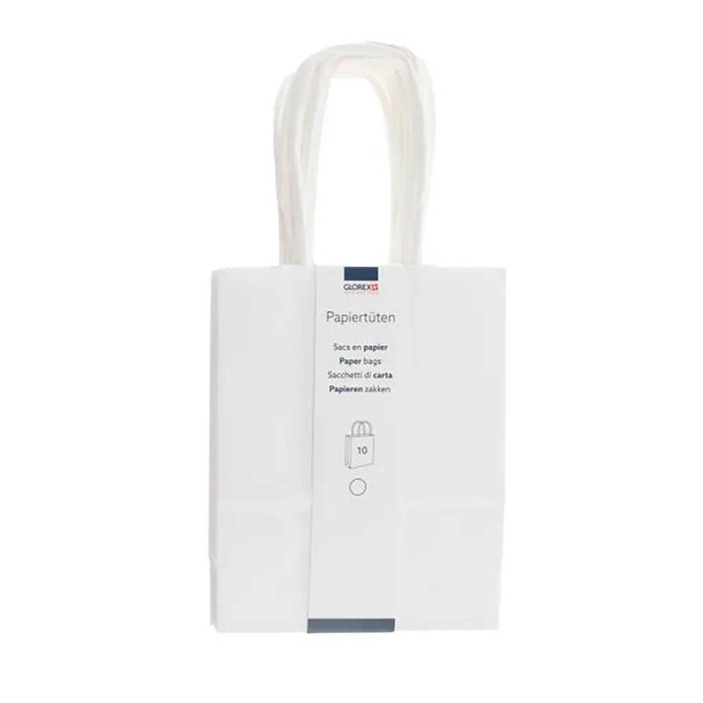 Paper Bag Cord Handle 12x15x5.5cm 10pcs, White