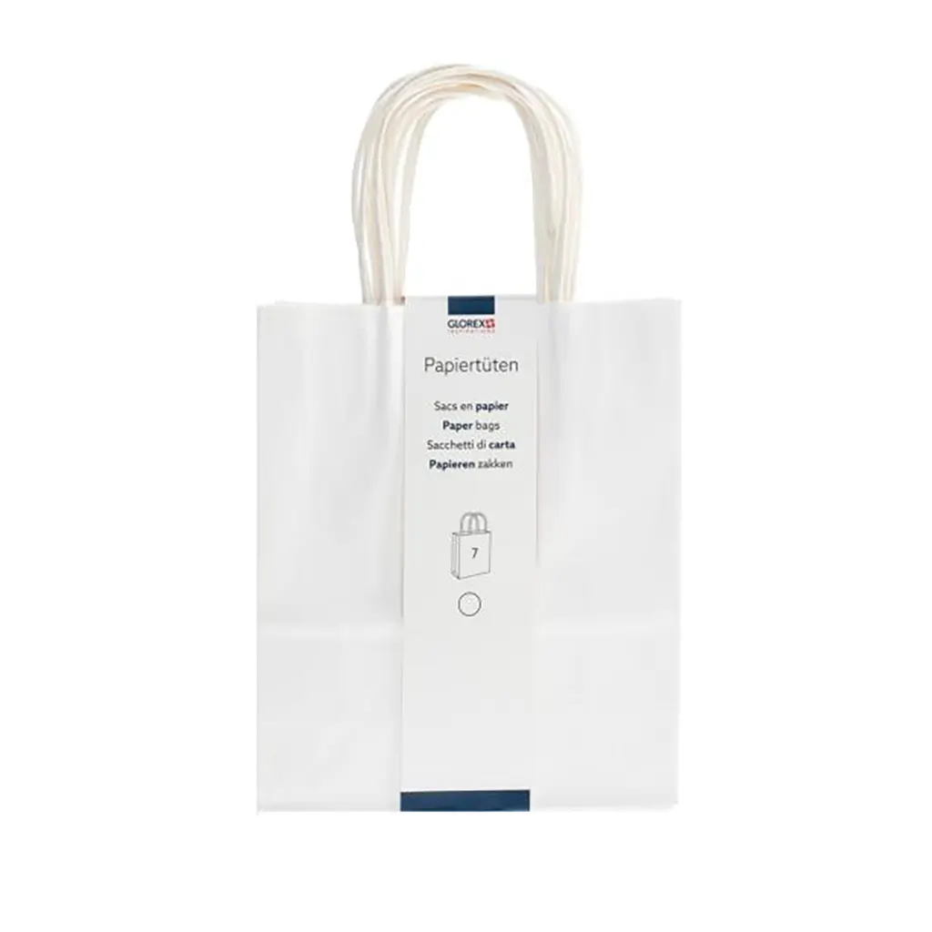 Paper Bag, Cord Handle 18x21x8cm 7pcs, White