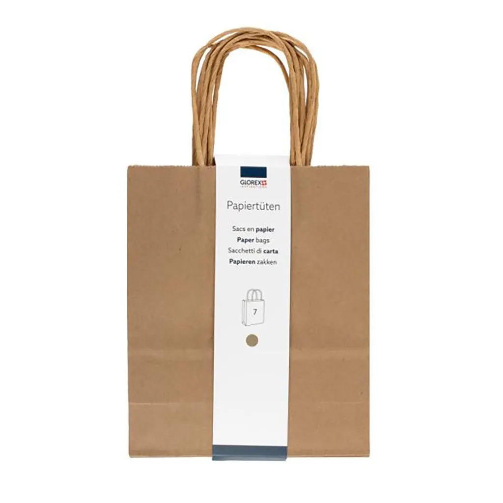 Paper Bag, Cord Handle 18x21x8cm 7pcs, Natural