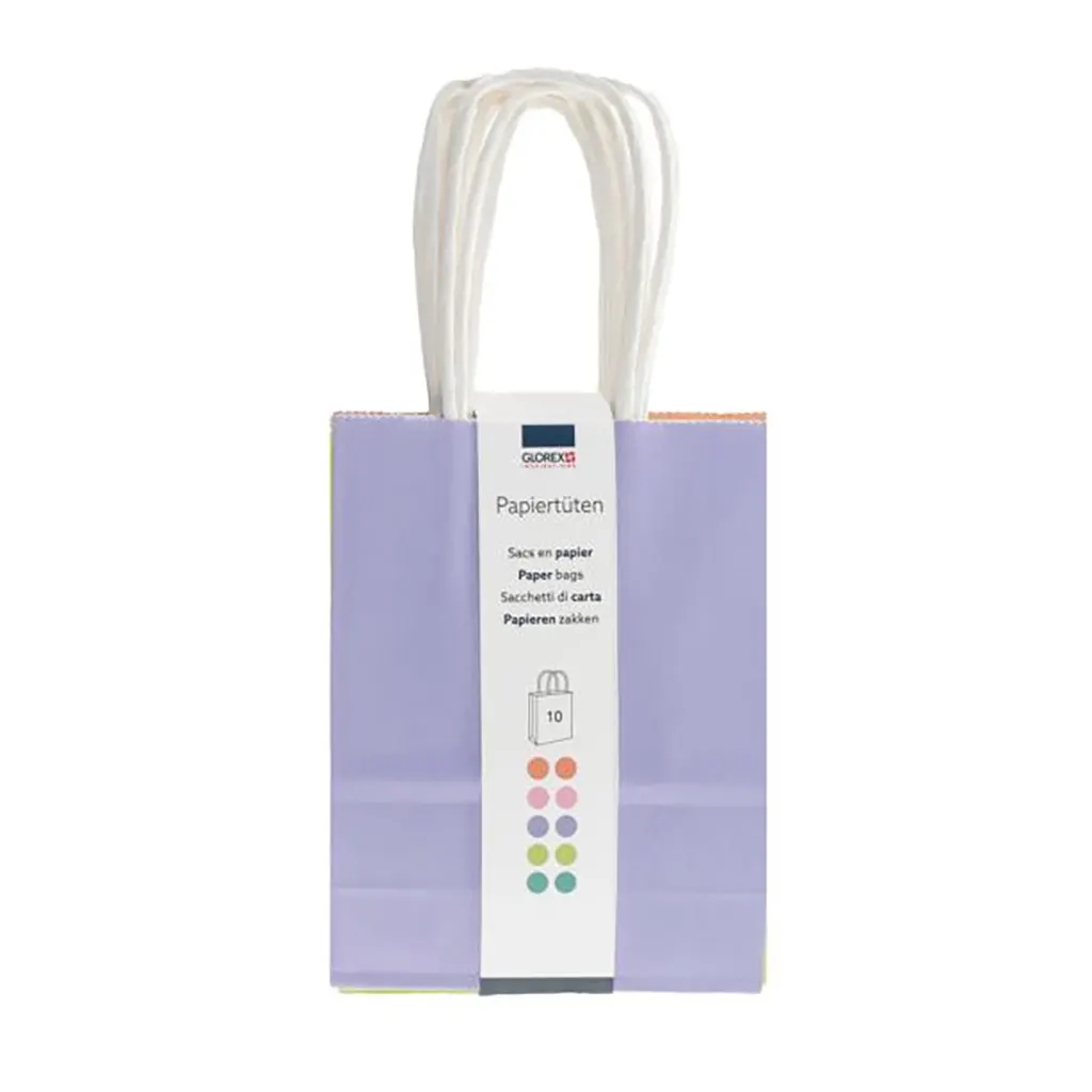 Paper Bag, Cord Handle, 5 Colo 12x15x5,5cm Pastel,10pcs