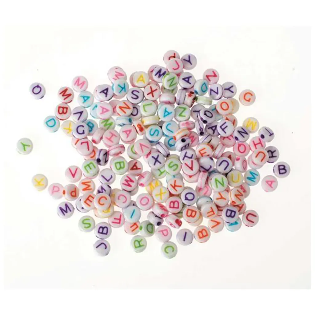 Plastic Discs with Hole 50G Alphabet Coloured 5X2mm