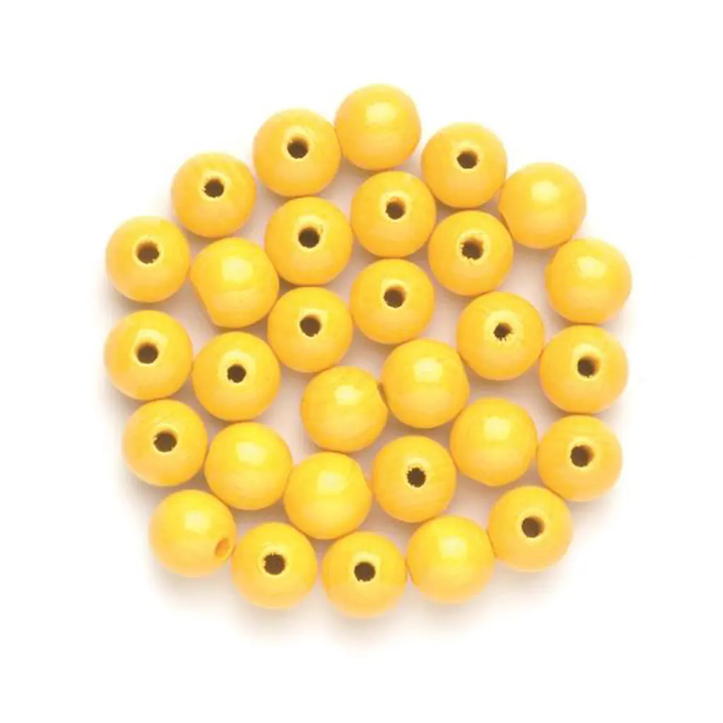 Wooden Beads 6mm 118pcs, Yellow