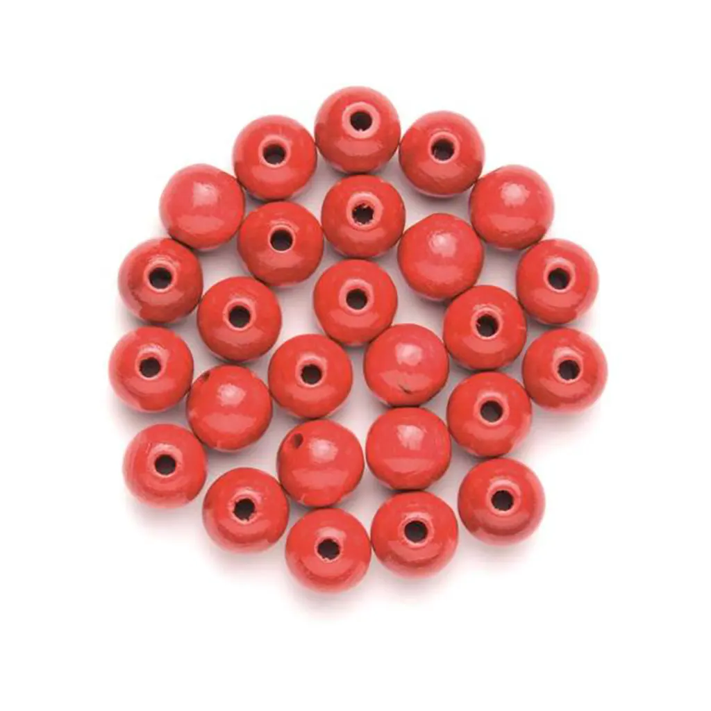 Wooden Beads 6mm 118pcs, Red