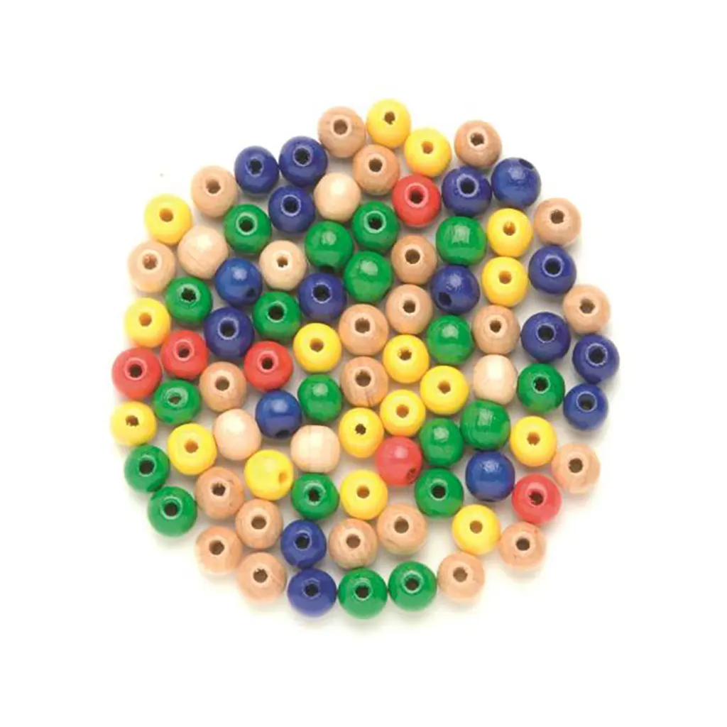 Wooden Beads 6mm 118pcs, Multicolor