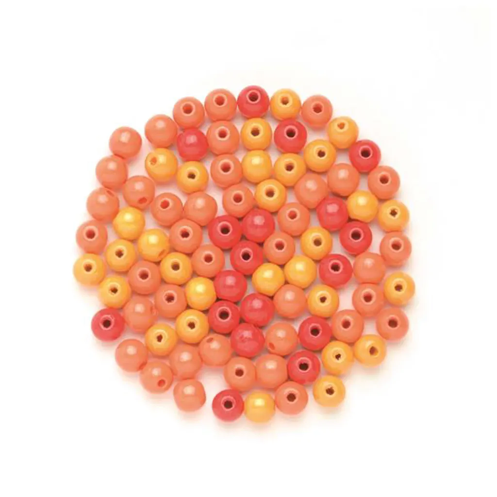 Wooden Beads 8mm 80pcs, Orange Mix