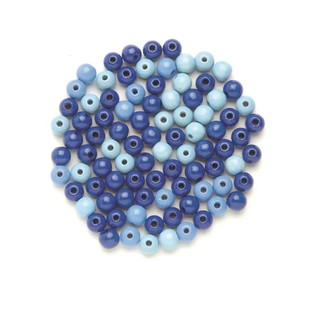 Wooden Beads 8mm 80pcs, Blue-Mix