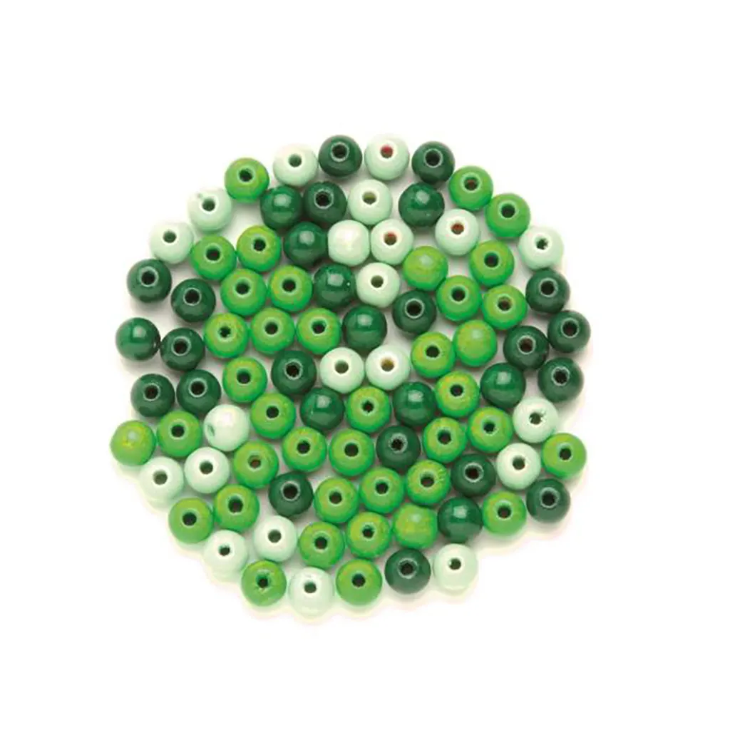 Wooden Beads 8mm 80pcs, Green-Mix