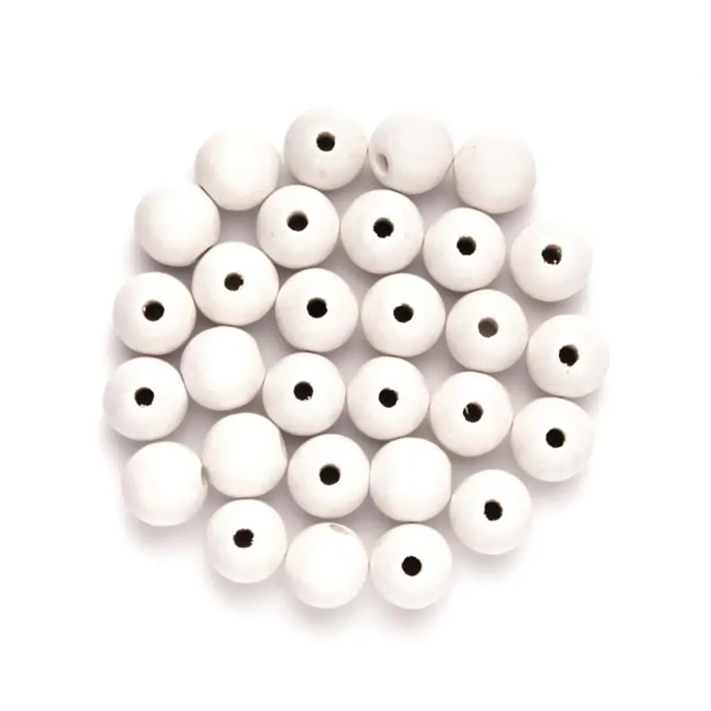 Wooden Beads 12mm 28pcs, White