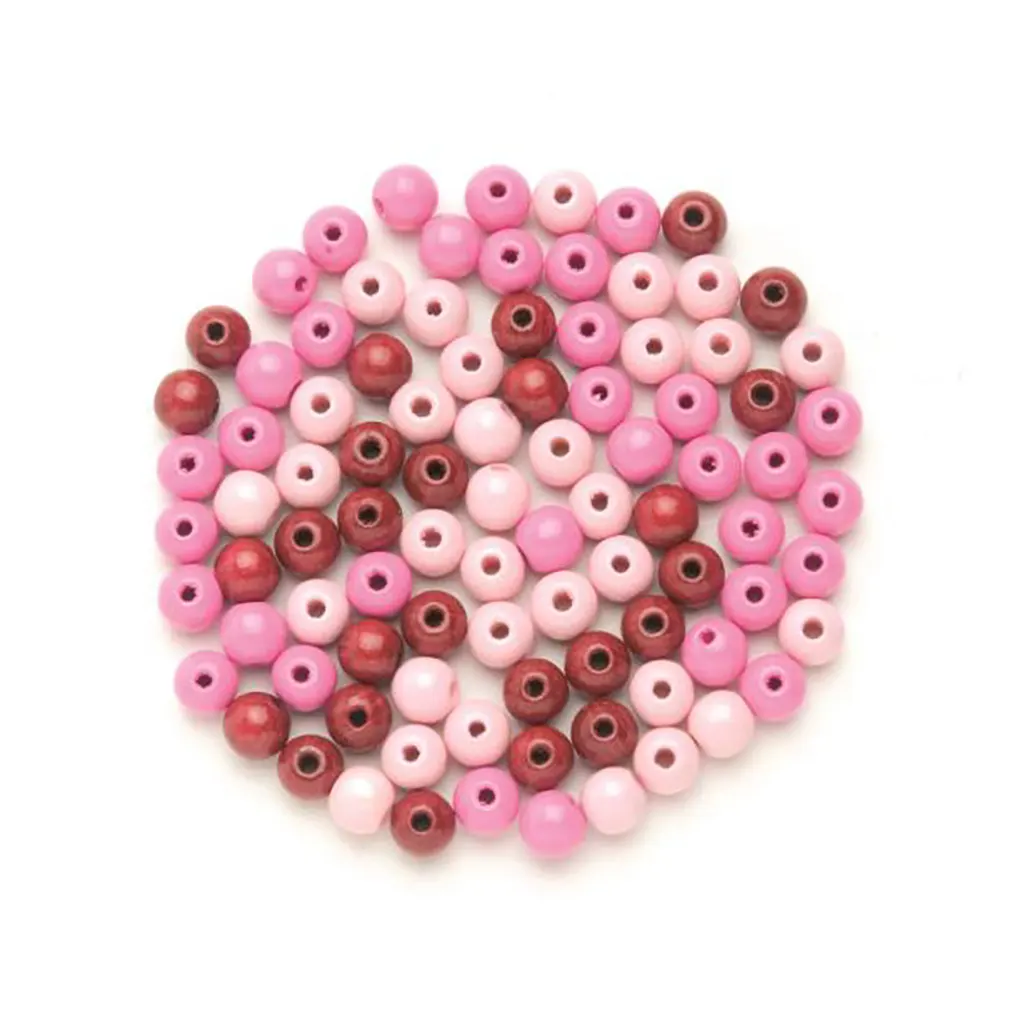 Wooden Beads 12mm 28pcs, Pink-Mix
