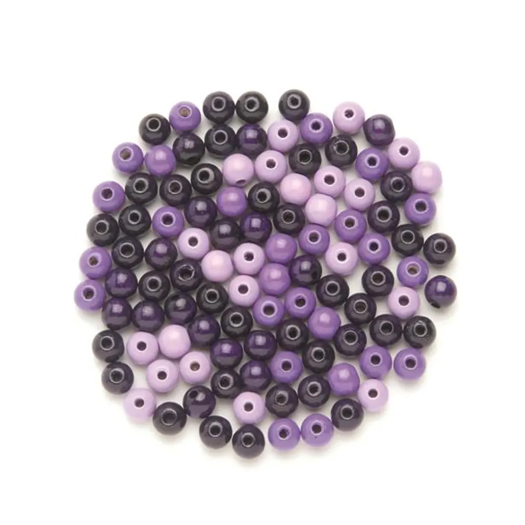 Wooden Beads 12mm 28pcs, Lilac-Mix