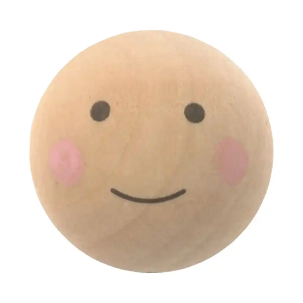 Wooden Ball Natural Painted Face 3.5cm, 4pcs