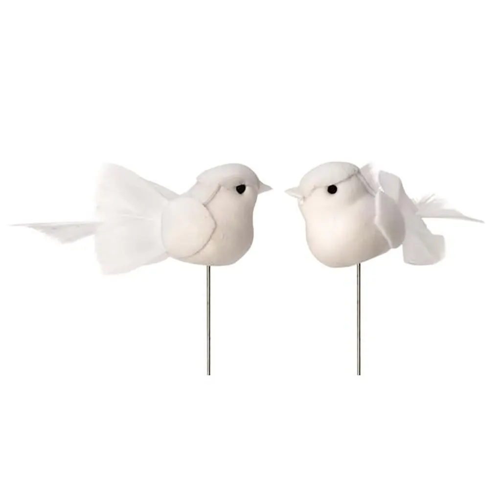 Dove Couple with Wire 5cm White