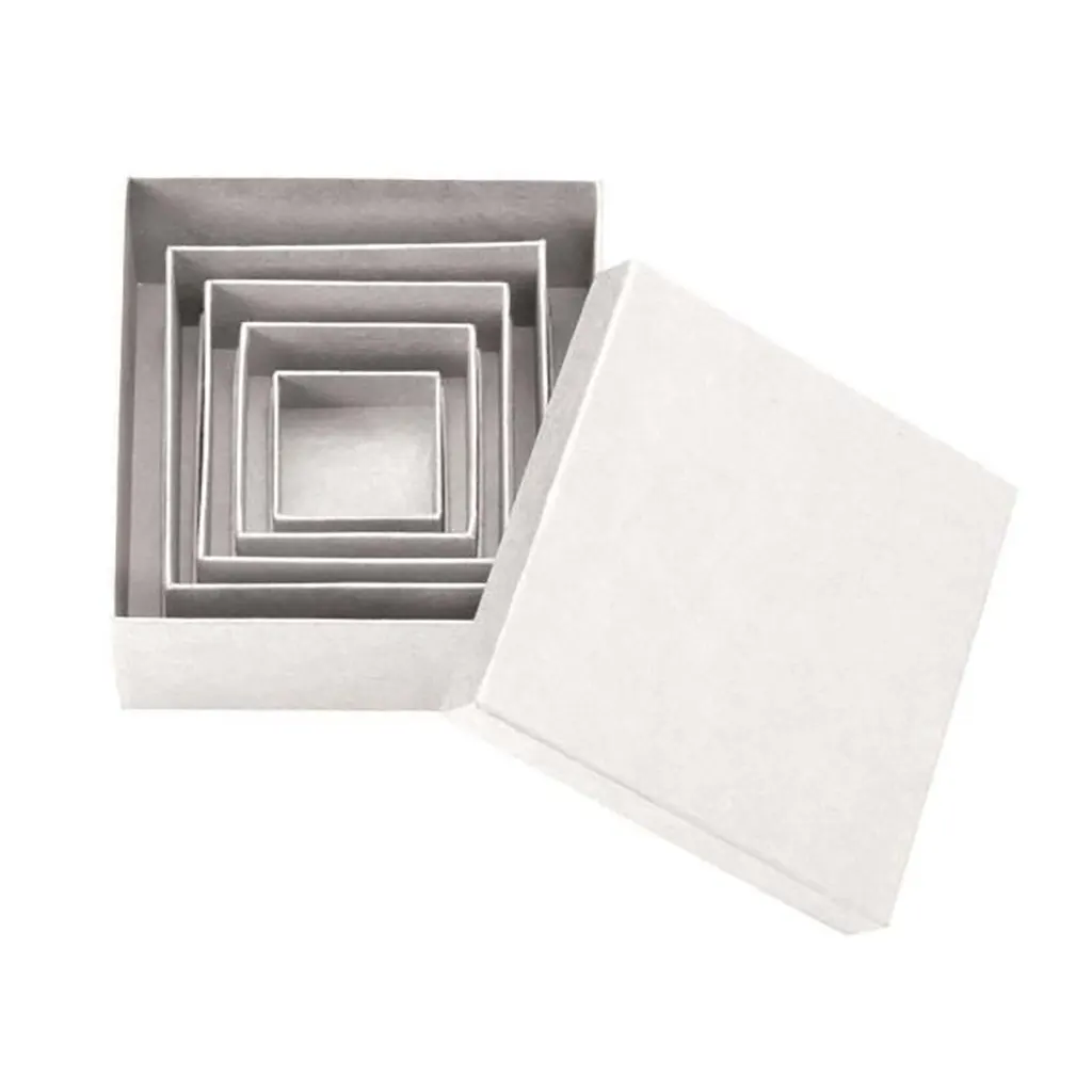 Cardboard Square boxes 5pcs White 5.3x5.3cm to 14x14cm