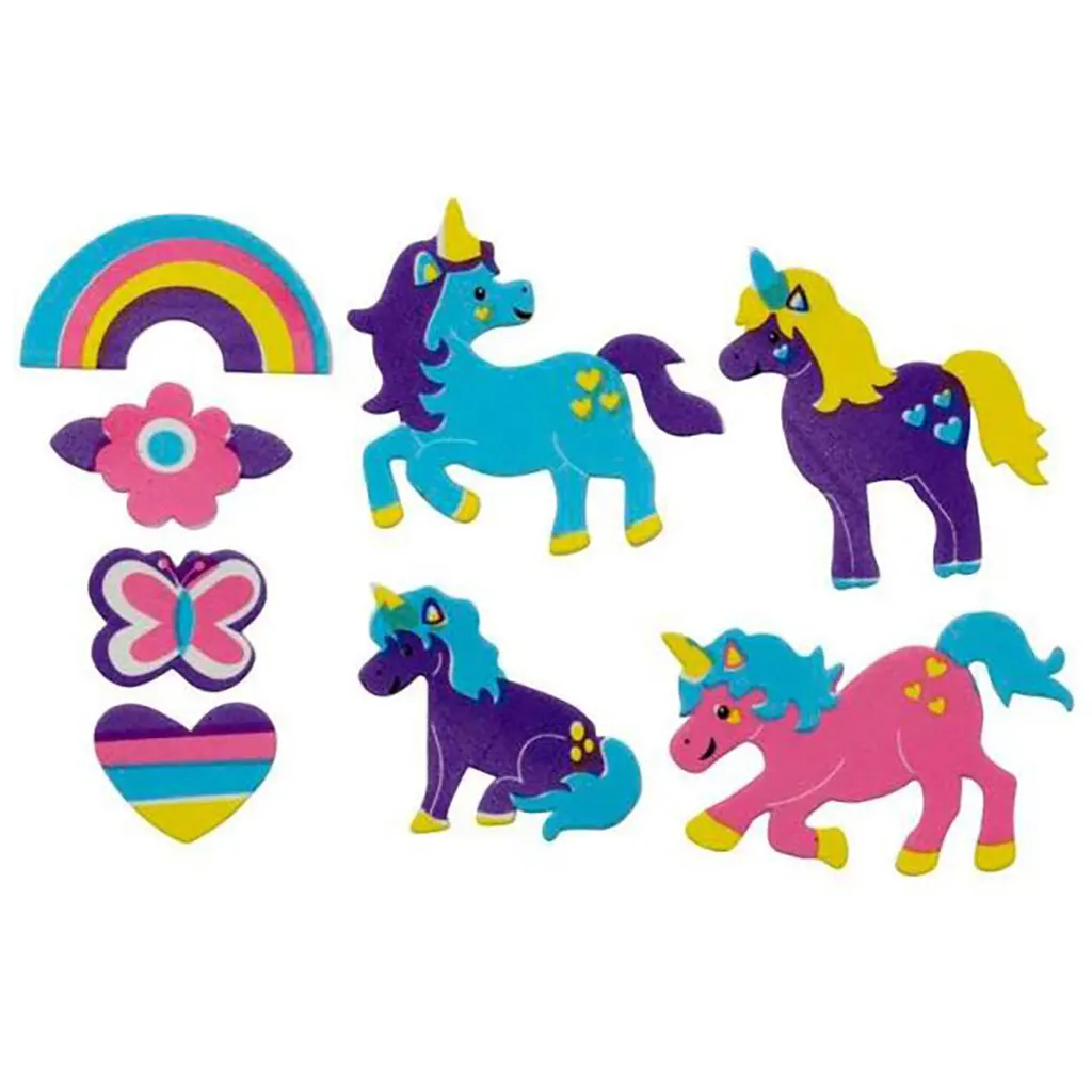 Craft Rubber Stickers 28pcs Unicorn, Self Adhesive