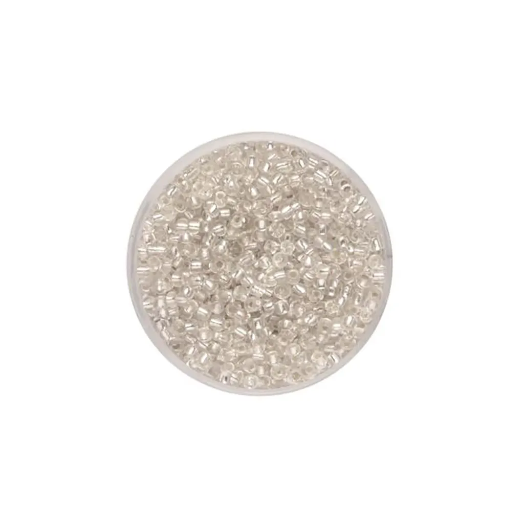 Rocaille Beads 2.6mm 17g, Crystal with Silver Lustre