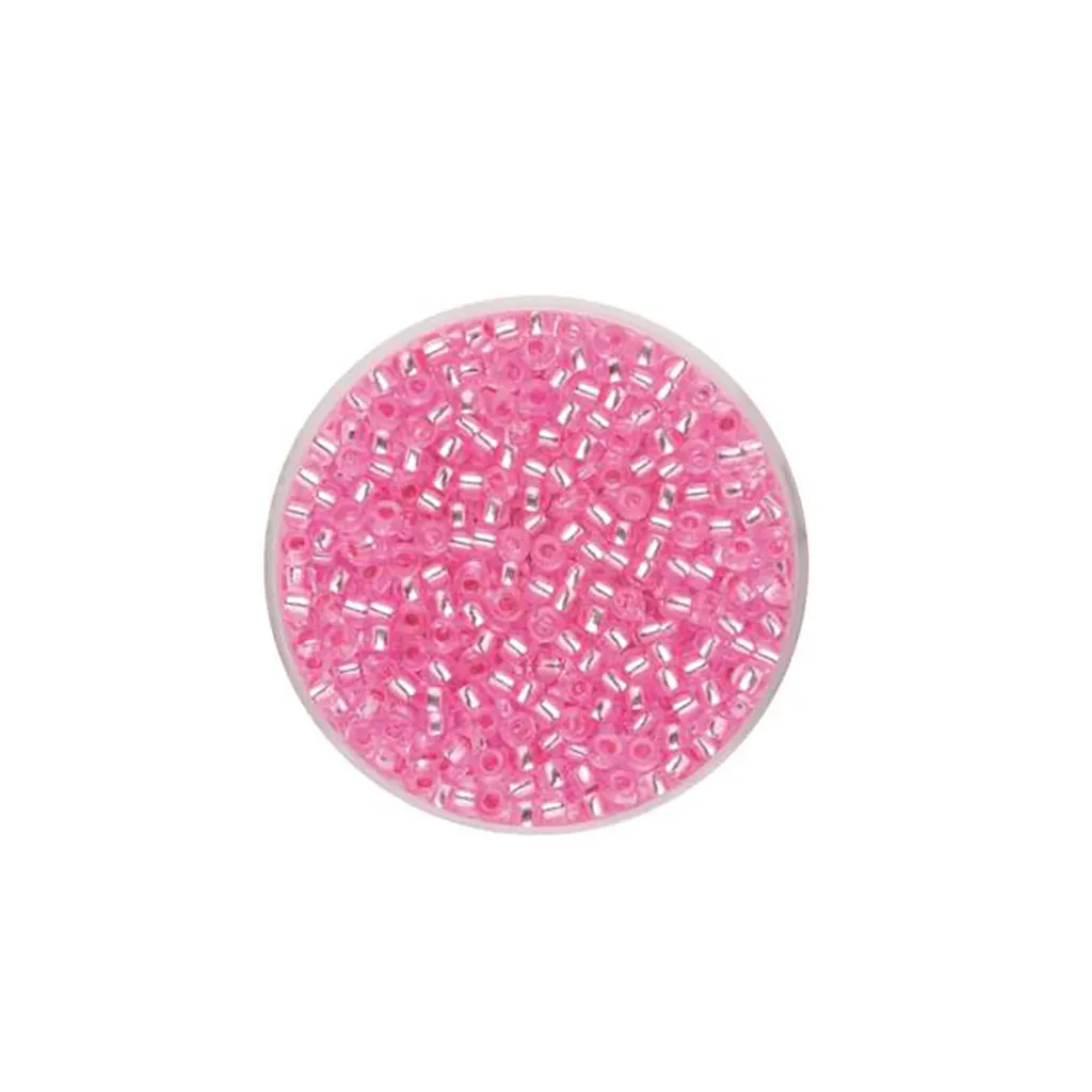 Rocaille Beads 2.6mm 17g, Pink with Silver Lustre