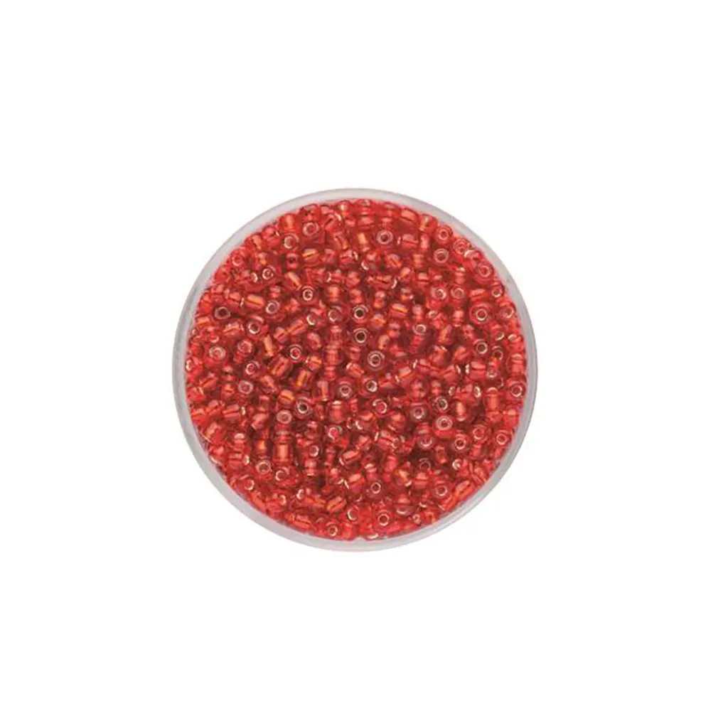 Rocaille Beads 2.6mm 17g, Red with Silver Lustre