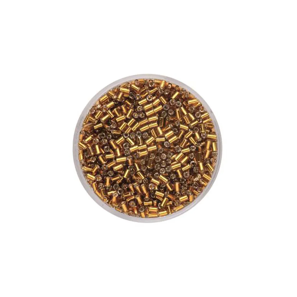 Glass Bugles 2.0mm 17g, Silver Luster Light Brown