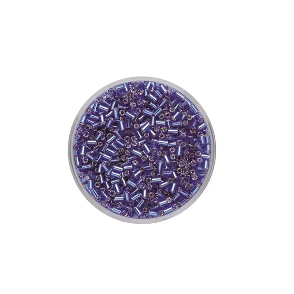 Glass Bugles 2.0mm 17g, Silver Luster Middle Blue
