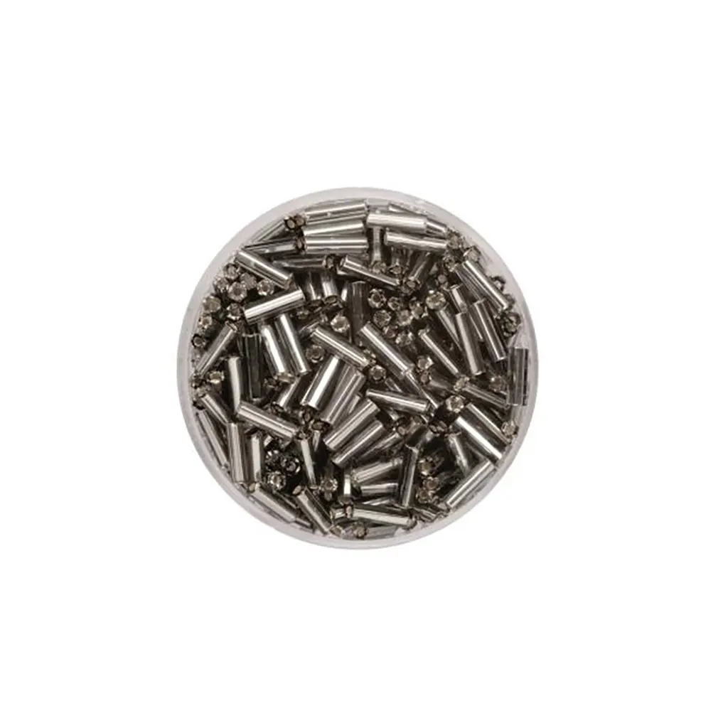 Glass Bugles 2.0mm 17g, Silver Luster Grey