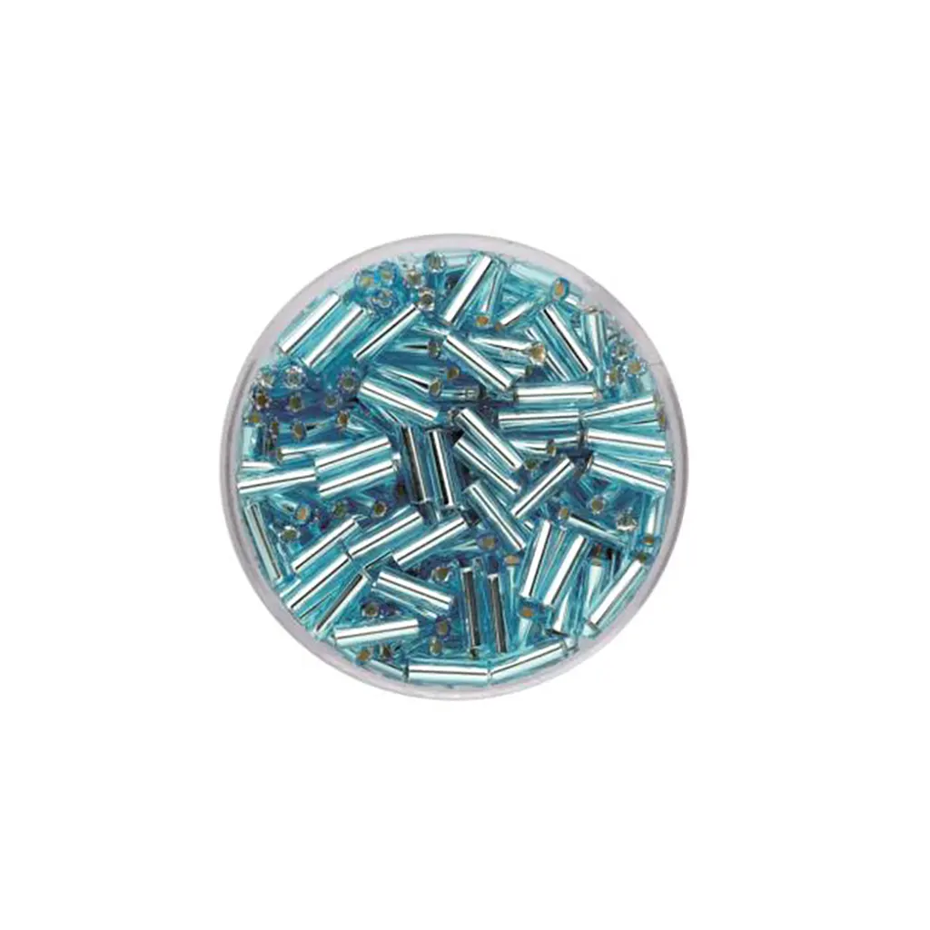 Bugle Beads 6mm 17g, Silver/Light Blue