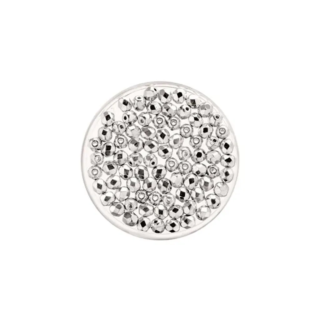 Glass Beads 4mm 100pcs, Silver